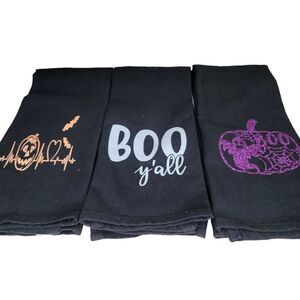 3 Black Halloween 100% Cotton‎ Kitchen Towels